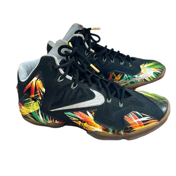 Nike Lebron 11 Everglades Men's Size 8 Black/Floral Sneakers (616175-006) - Picture 1 of 13